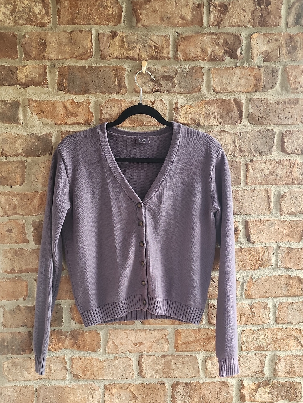 Lavender V-Neck Button Cardigan